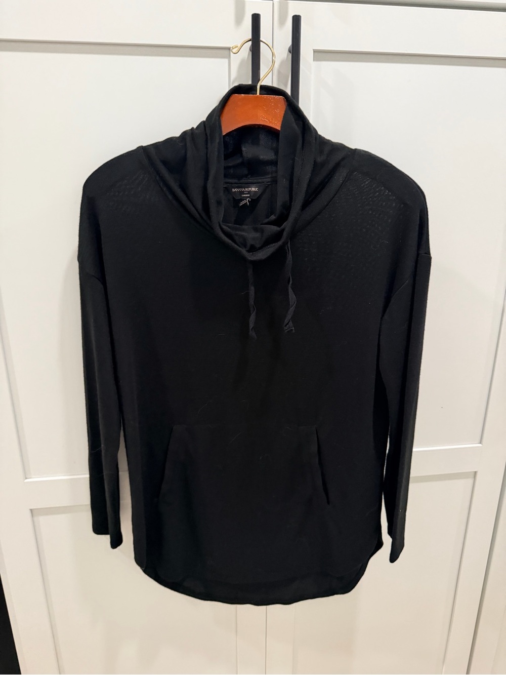 NWOT Banana Republic LuxeSpun Black Cowl Neck Pullover XS